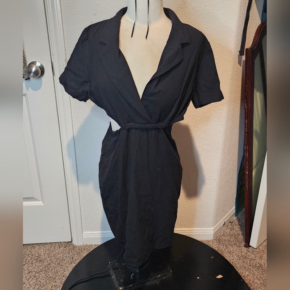 Fashion Nova Black Short Sleeve Side Cutout Collar Blazer Mini Dress NWT